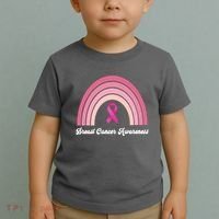Breast Cancer Awareness Pink Rainbow Ribbon Toddler T-Shirt thumb 2