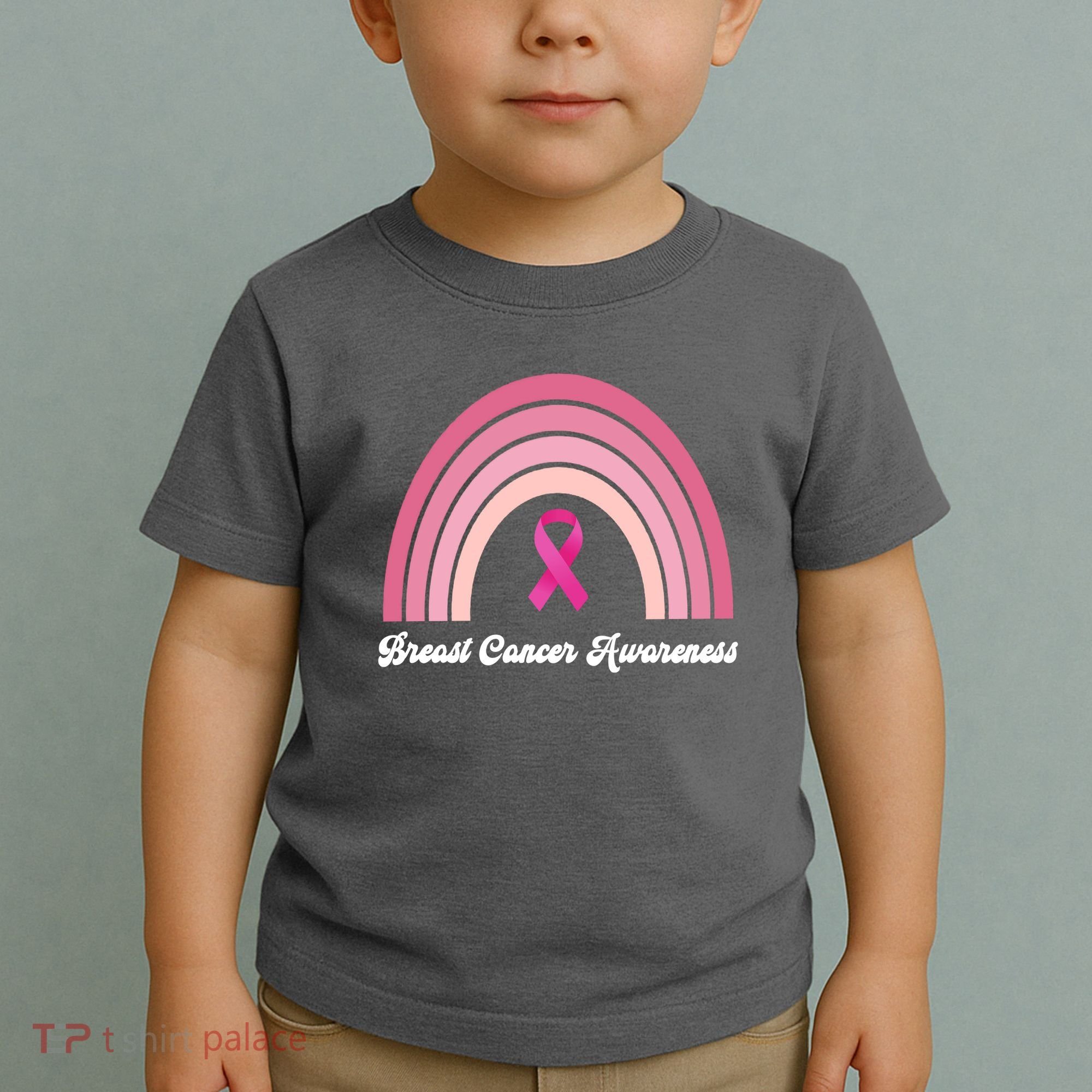 Breast Cancer Awareness Pink Rainbow Ribbon Toddler T-Shirt