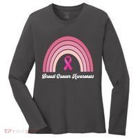 Breast Cancer Awareness Pink Rainbow Ribbon Women's Long Sleeve Shirt thumb 0