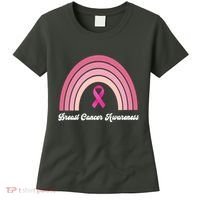 Breast Cancer Awareness Pink Rainbow Ribbon Women's T-Shirt thumb 0