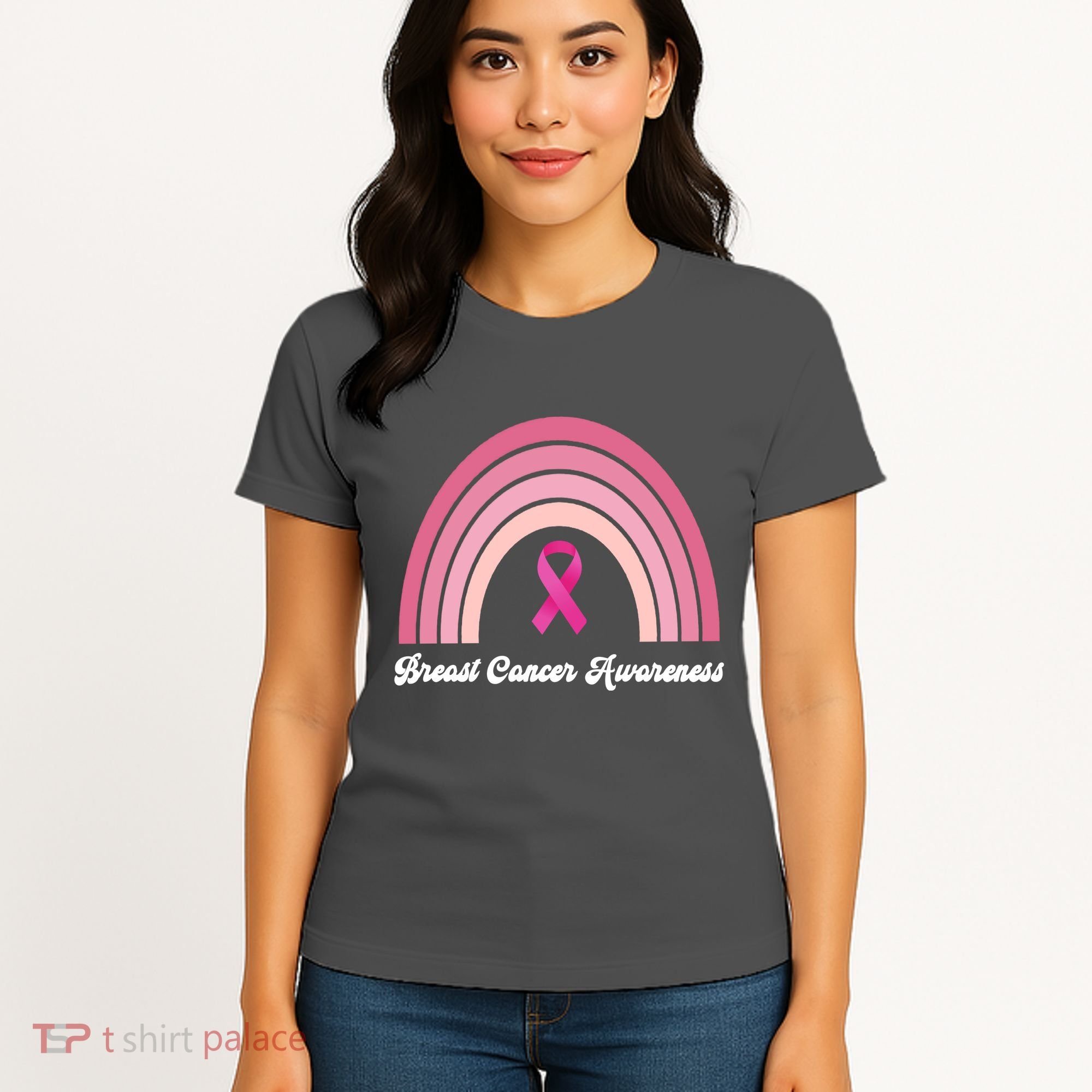 Breast Cancer Awareness Pink Rainbow Ribbon Women's T-Shirt