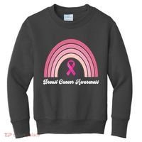 Breast Cancer Awareness Pink Rainbow Ribbon Kids Sweatshirt thumb 0