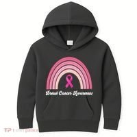 Breast Cancer Awareness Pink Rainbow Ribbon Kids Hoodie thumb 0