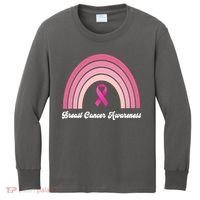 Breast Cancer Awareness Pink Rainbow Ribbon Kids Long Sleeve Shirt thumb 0