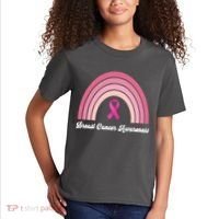 Breast Cancer Awareness Pink Rainbow Ribbon Kids T-Shirt thumb 2