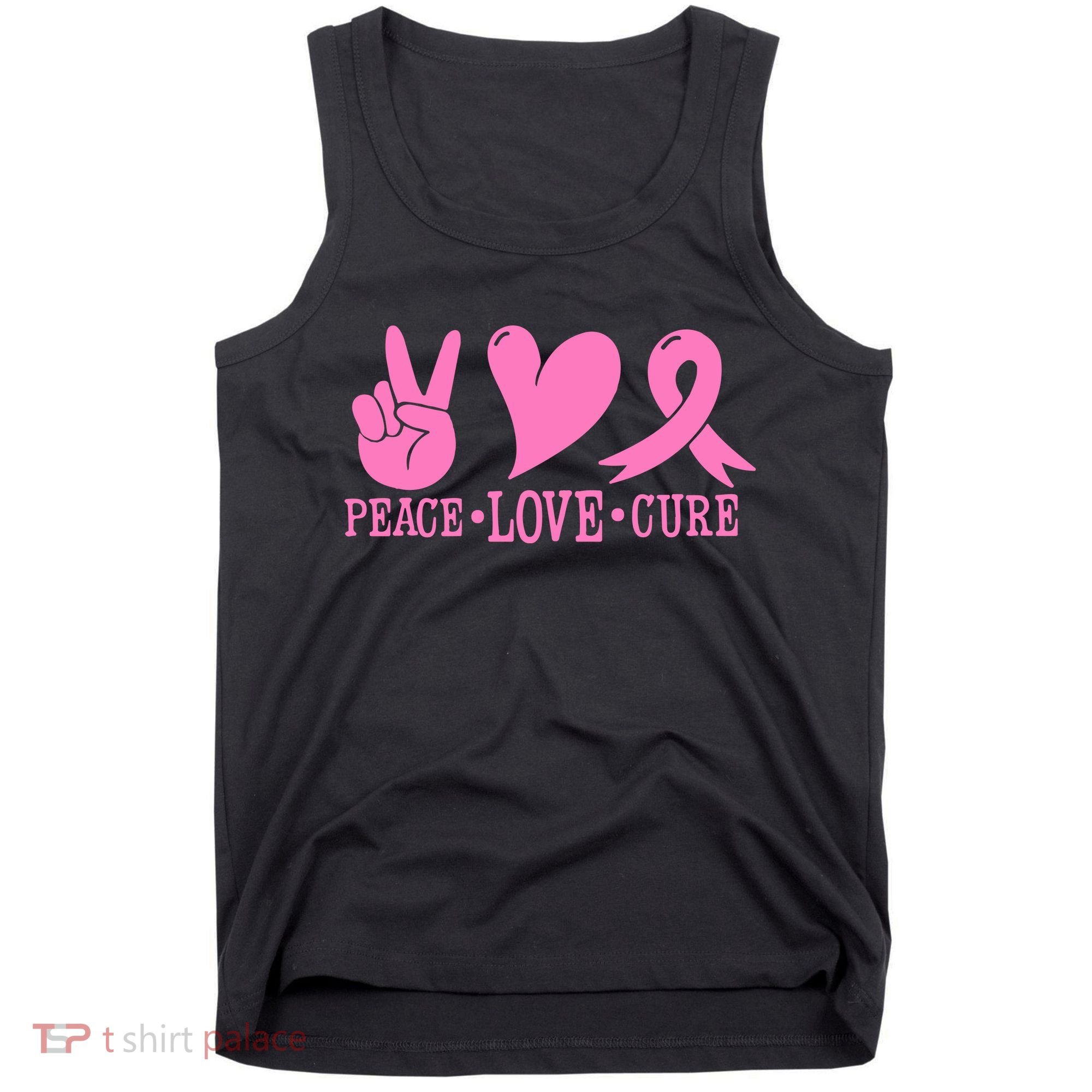 Breast Cancer Awareness Peace Love Cure Pink Ribbon Gift Tank Top