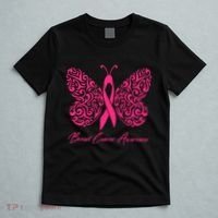 Breast Cancer Awareness Pink Butterfly Ribbon T-Shirt thumb 5