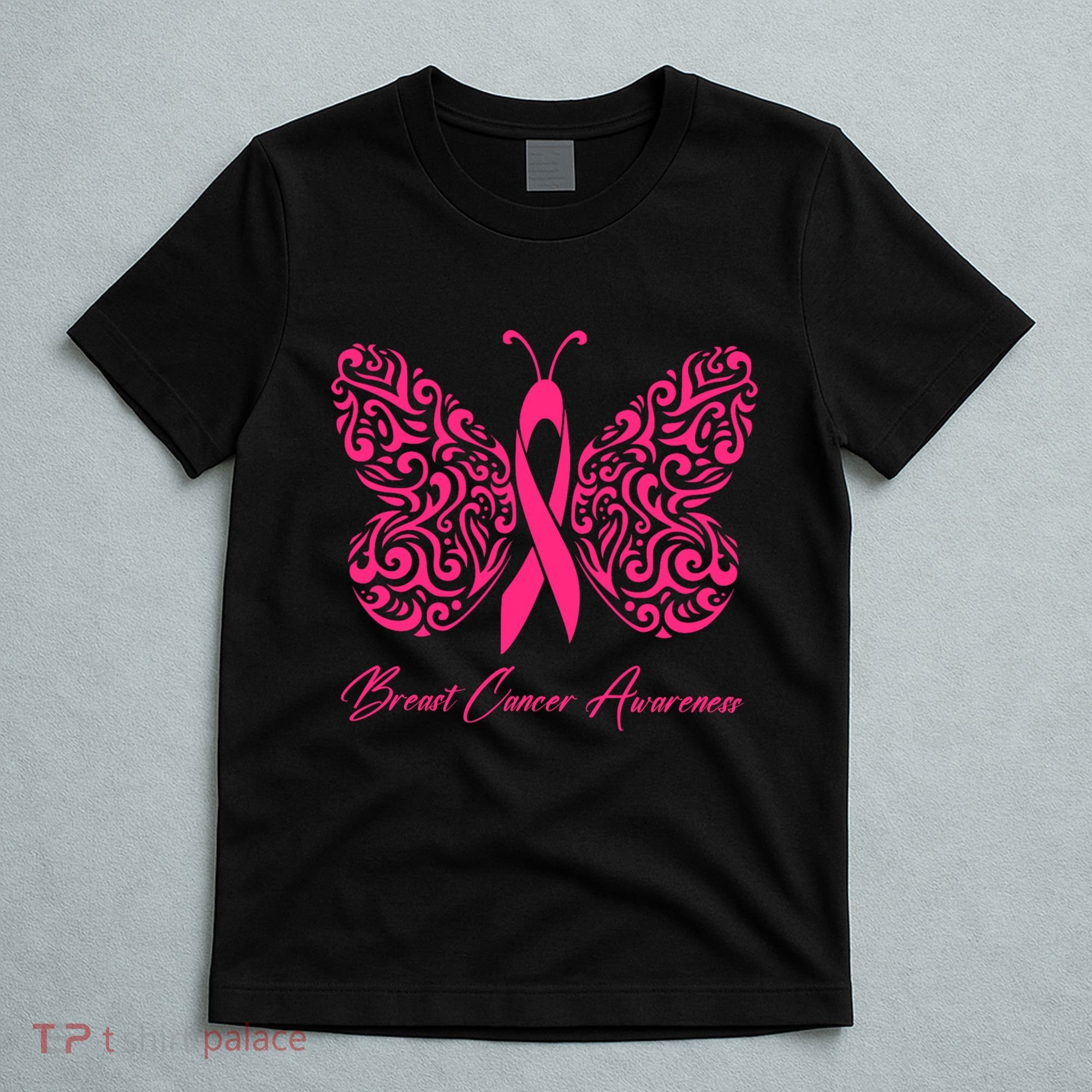 Breast Cancer Awareness Pink Butterfly Ribbon T-Shirt