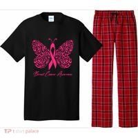 Breast Cancer Awareness Pink Butterfly Ribbon Pajama Set thumb 0