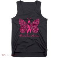 Breast Cancer Awareness Pink Butterfly Ribbon Tank Top thumb 0
