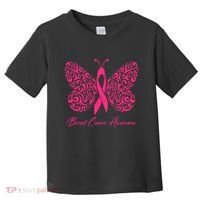 Breast Cancer Awareness Pink Butterfly Ribbon Toddler T-Shirt thumb 0