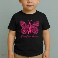 Breast Cancer Awareness Pink Butterfly Ribbon Toddler T-Shirt thumb 2