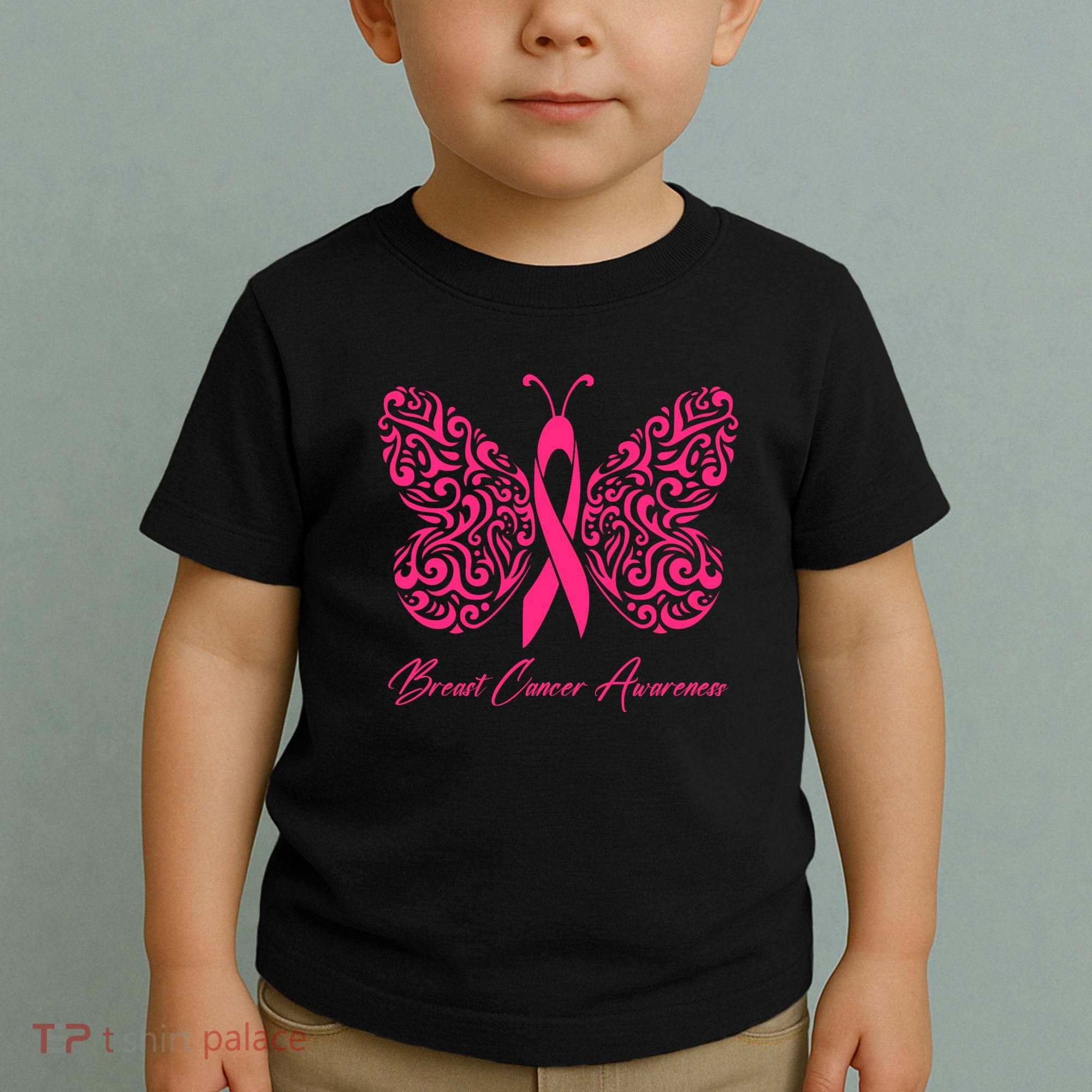 Breast Cancer Awareness Pink Butterfly Ribbon Toddler T-Shirt