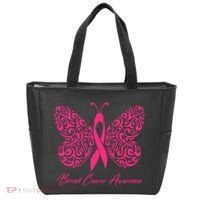 Breast Cancer Awareness Pink Butterfly Ribbon Tote Bag thumb 0