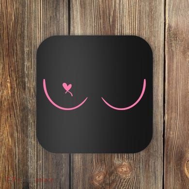 Breast Cancer Awareness Breast Heart Coaster