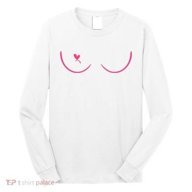 Breast Cancer Awareness Breast Heart Long Sleeve Shirt