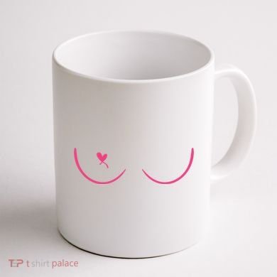 Breast Cancer Awareness Breast Heart Coffee Mug back