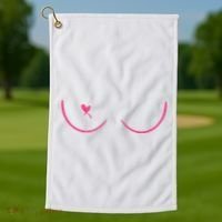 Breast Cancer Awareness Breast Heart Golf Towel thumb 1
