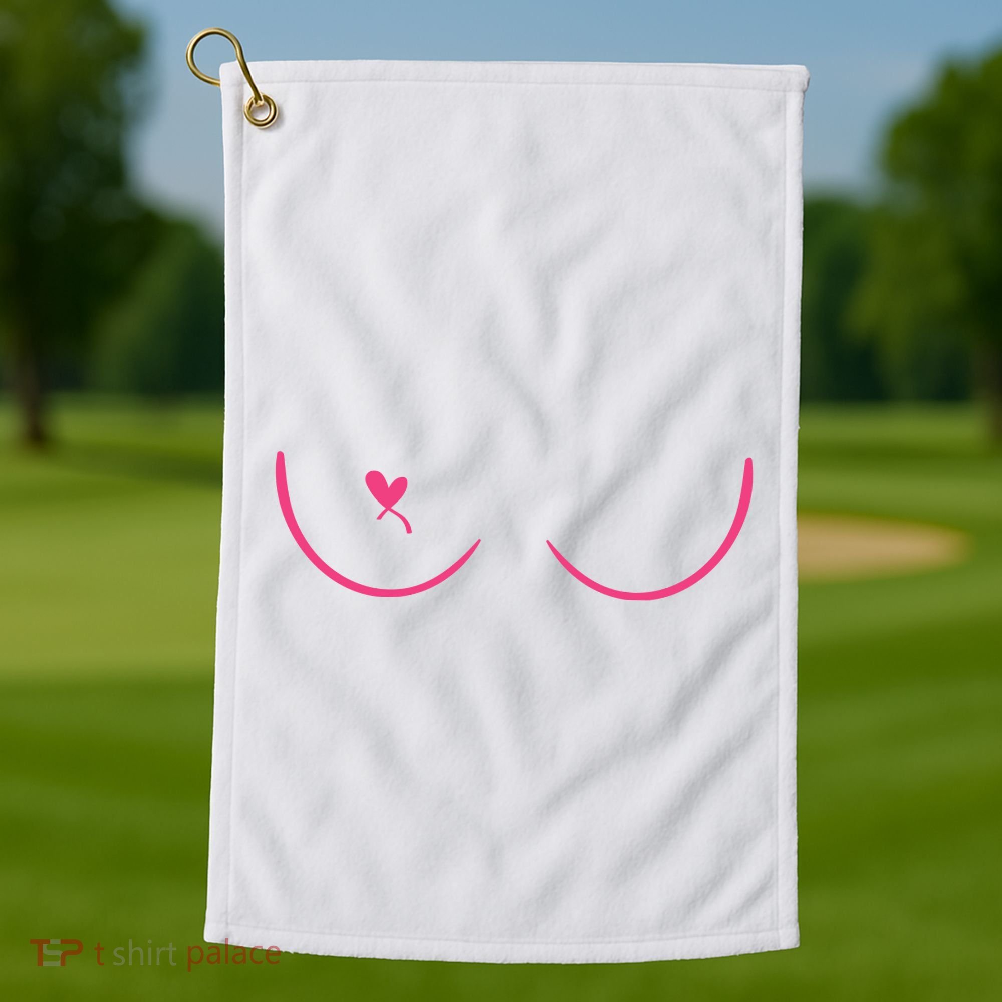 Breast Cancer Awareness Breast Heart Golf Towel