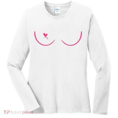 Breast Cancer Awareness Breast Heart Women's Long Sleeve Shirt