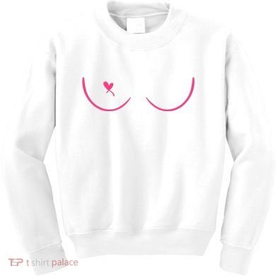 Breast Cancer Awareness Breast Heart Kids Sweatshirt