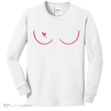 Breast Cancer Awareness Breast Heart Kids Long Sleeve Shirt