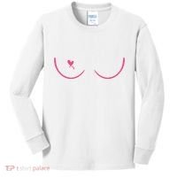 Breast Cancer Awareness Breast Heart Kids Long Sleeve Shirt thumb 0