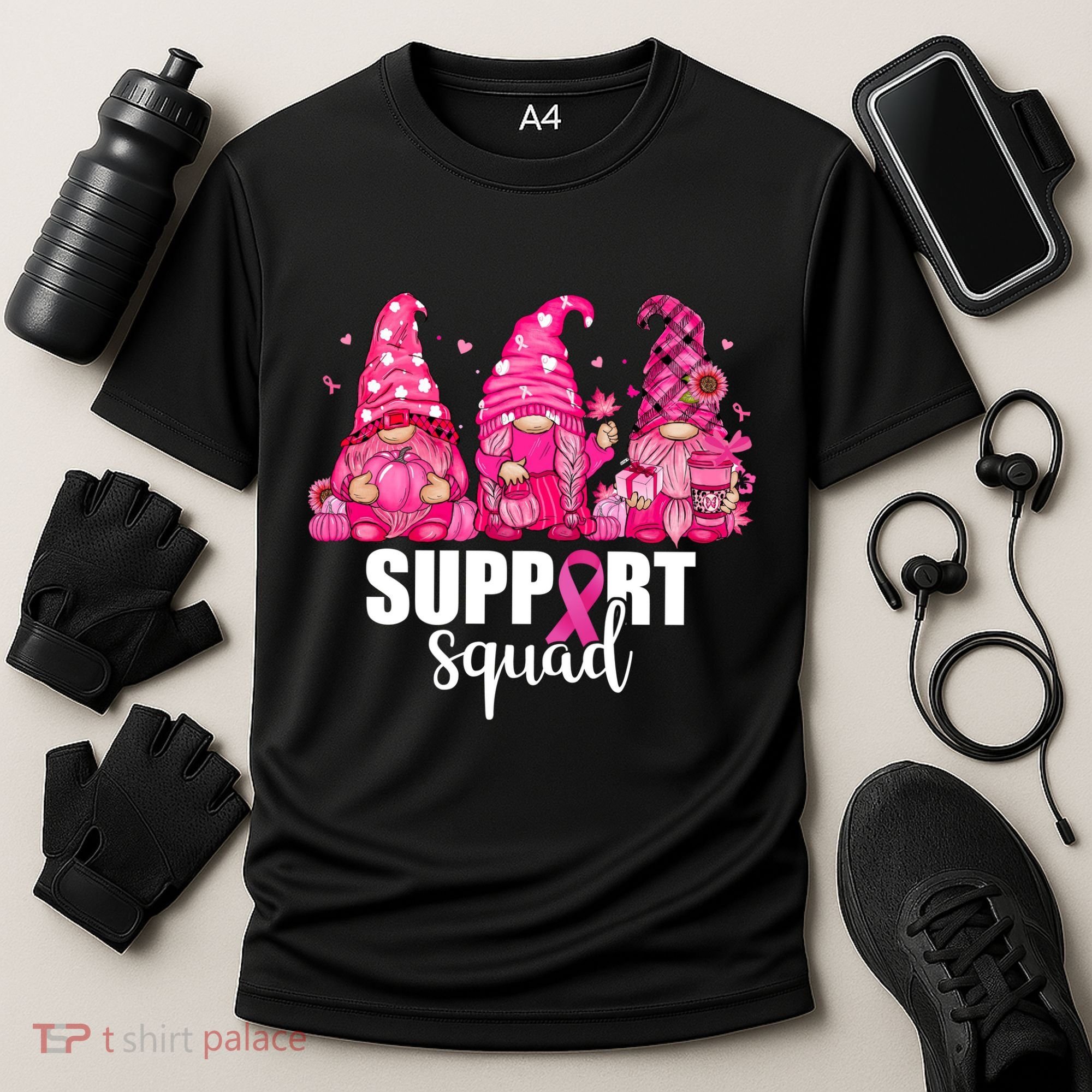 Breast Cancer Awareness Gnomes Support Squad Cooling Performance Crew T-Shirt