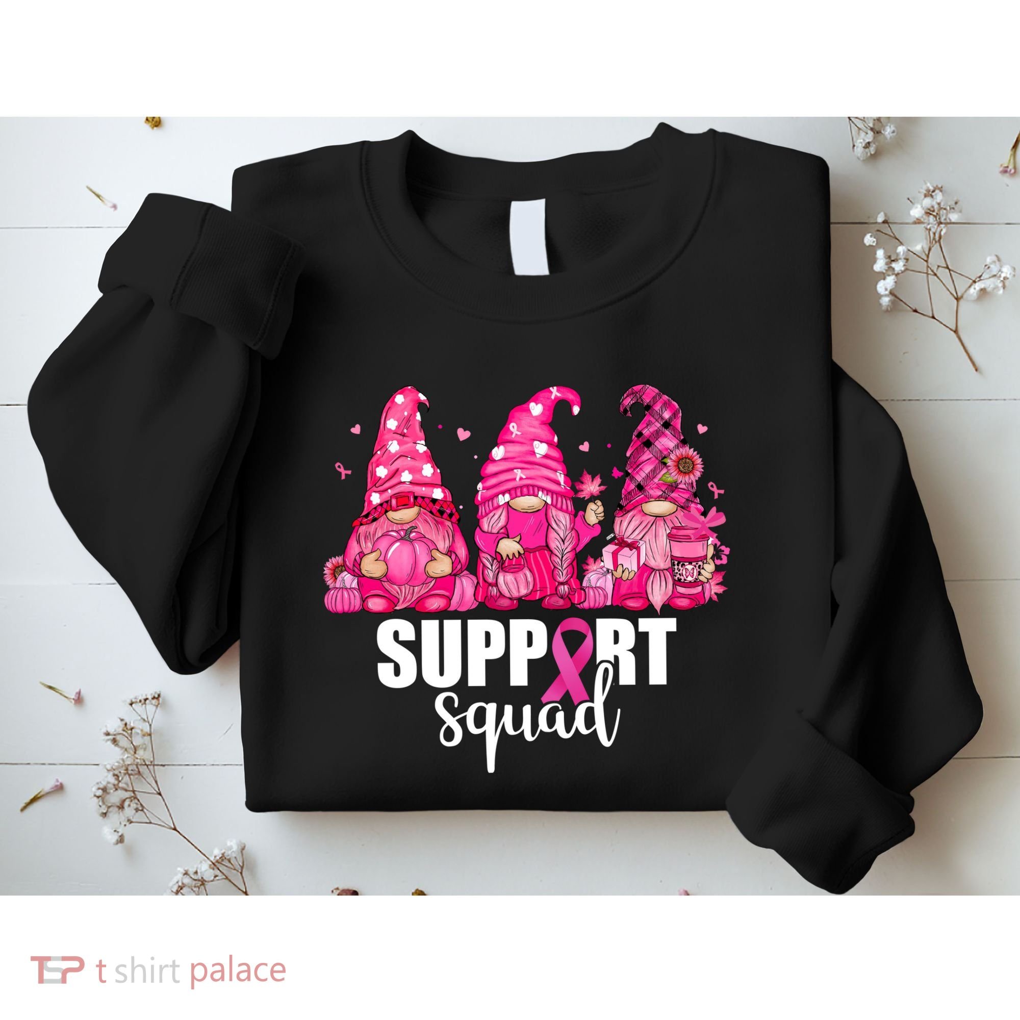 Breast Cancer Awareness Gnomes Support Squad Sweatshirt