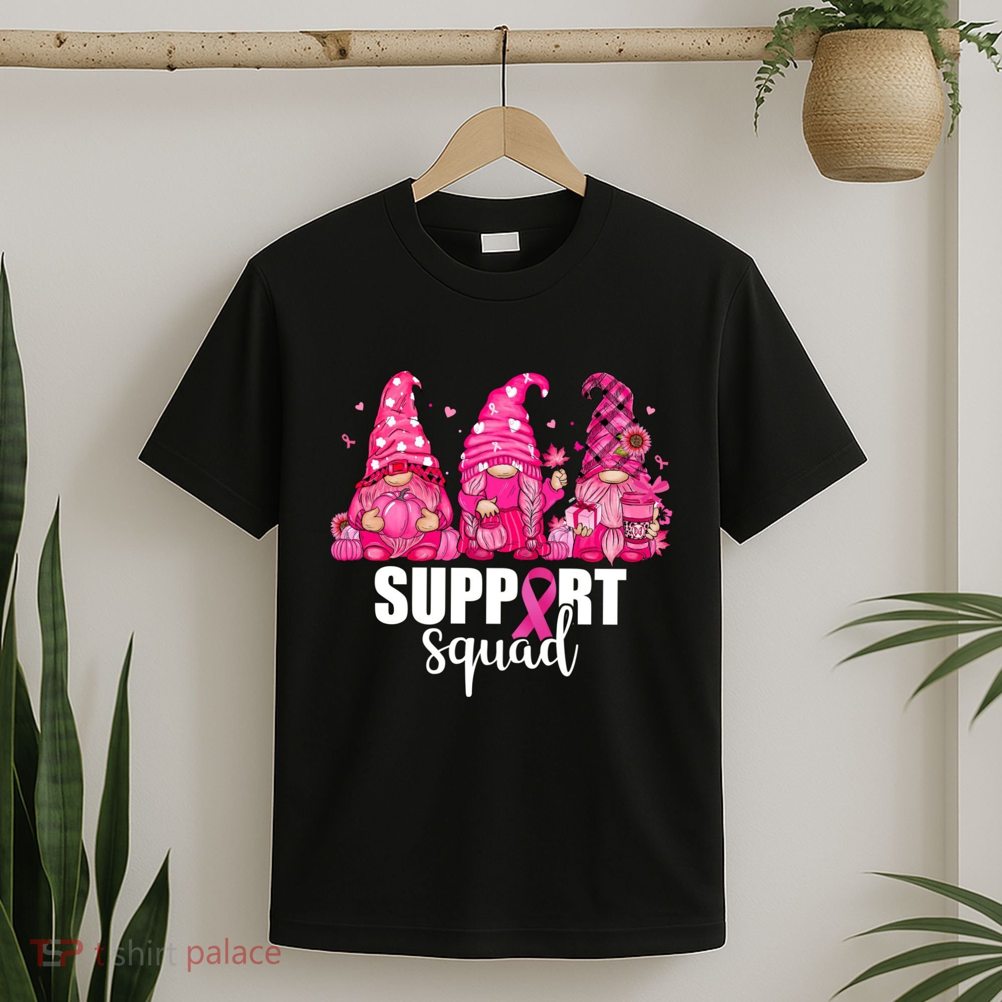 Breast Cancer Awareness Gnomes Support Squad T-Shirt