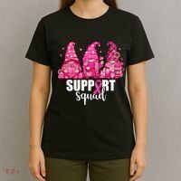 Breast Cancer Awareness Gnomes Support Squad T-Shirt thumb 4