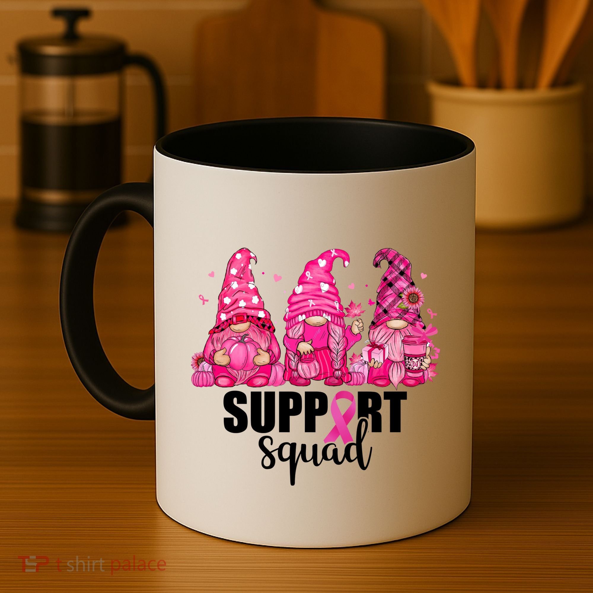 Breast Cancer Awareness Gnomes Support Squad Coffee Mug