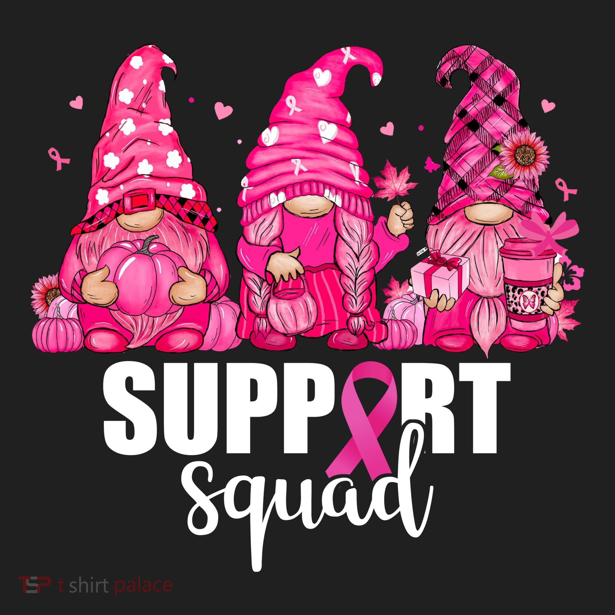 Breast Cancer Awareness Gnomes Support Squad Beanie