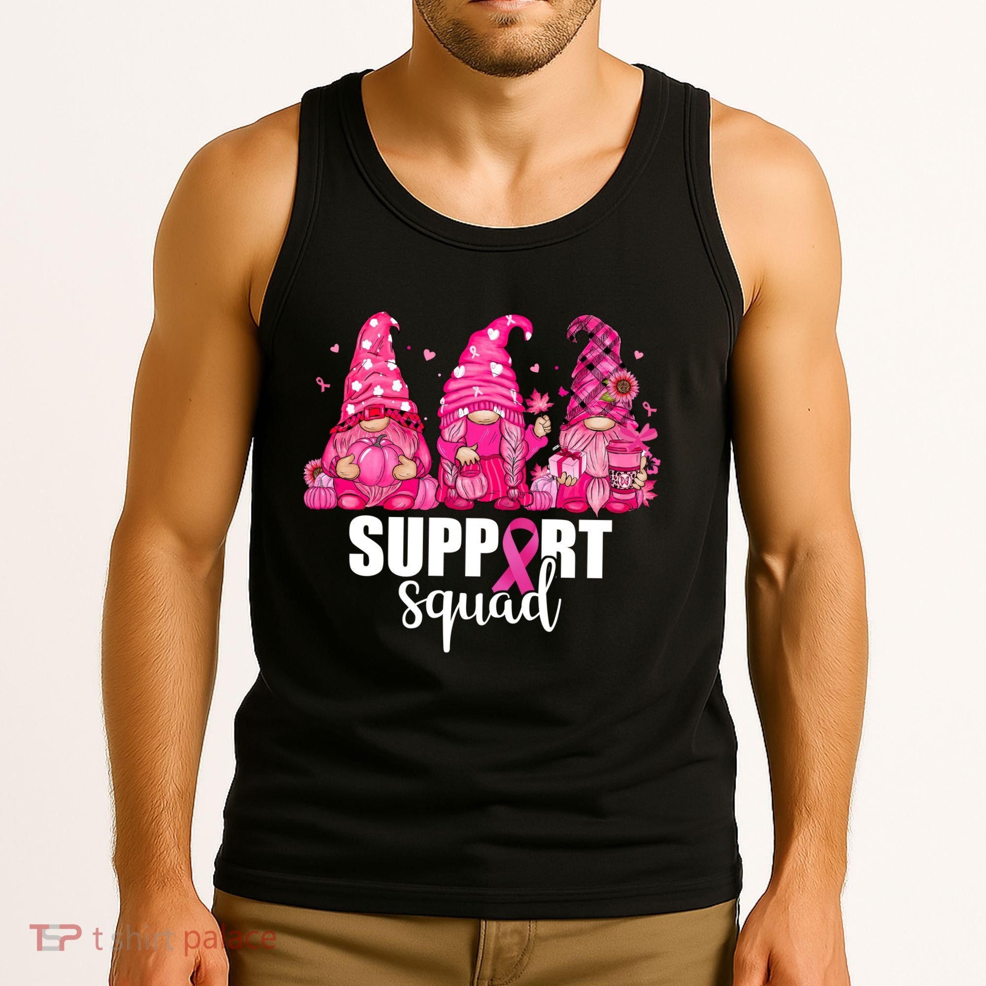 Breast Cancer Awareness Gnomes Support Squad Tank Top