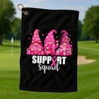 Breast Cancer Awareness Gnomes Support Squad Golf Towel thumb 1
