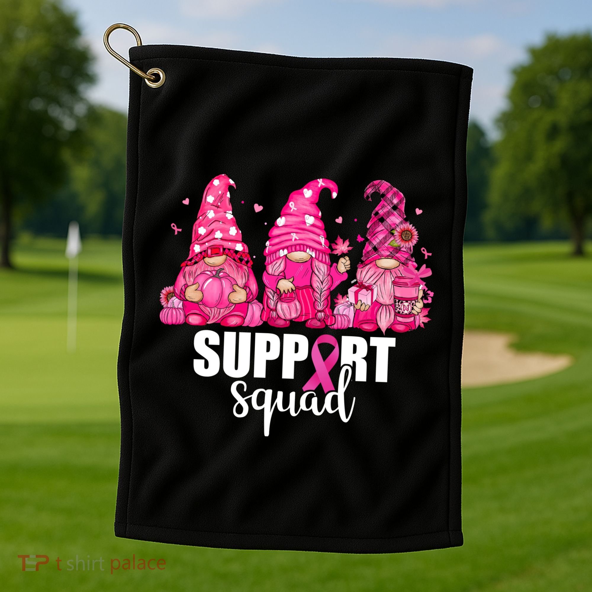 Breast Cancer Awareness Gnomes Support Squad Golf Towel
