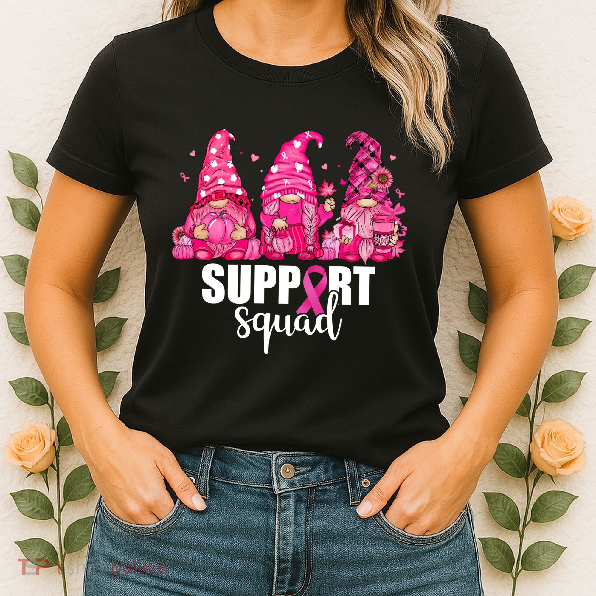 Breast Cancer Awareness Gnomes Support Squad Women's T-Shirt
