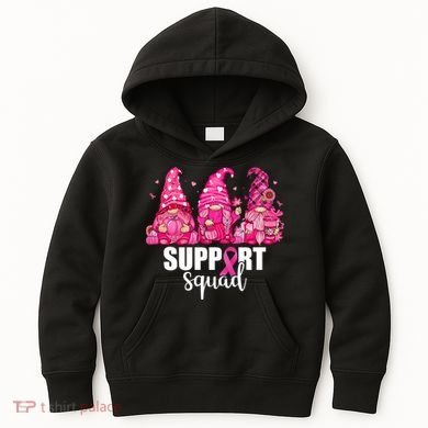 Breast Cancer Awareness Gnomes Support Squad Kids Hoodie