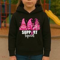 Breast Cancer Awareness Gnomes Support Squad Kids Hoodie thumb 3