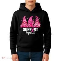 Breast Cancer Awareness Gnomes Support Squad Kids Hoodie thumb 4