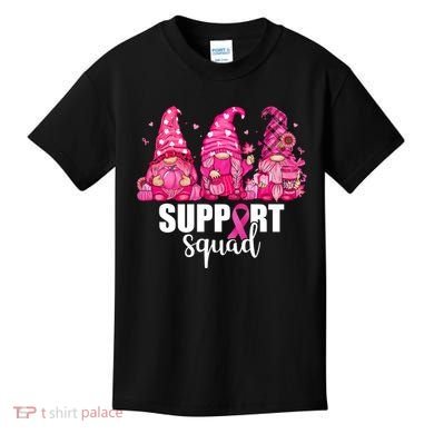 Breast Cancer Awareness Gnomes Support Squad Kids T-Shirt