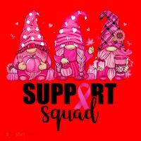Breast Cancer Awareness Gnomes Support Squad Santa Hat thumb 1