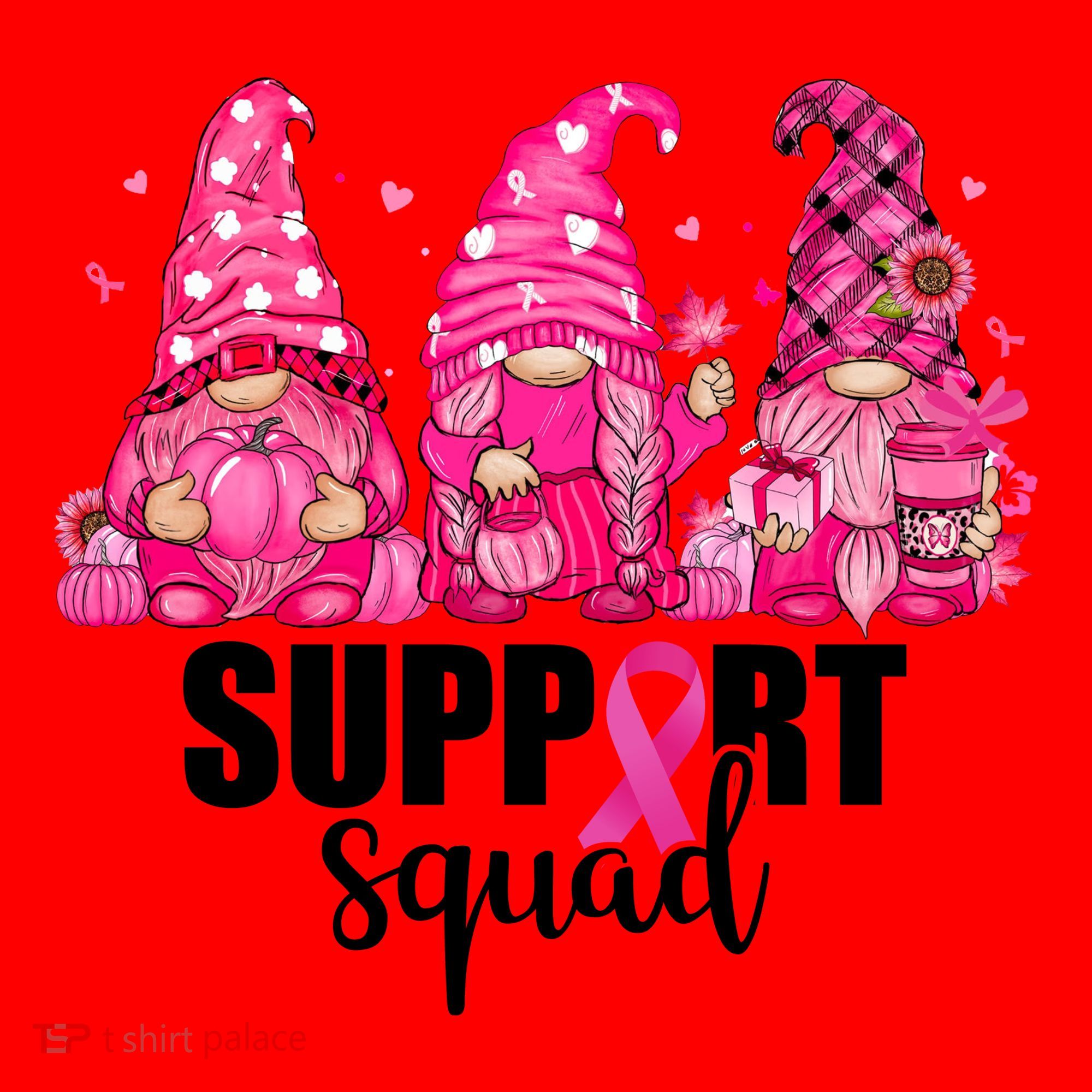 Breast Cancer Awareness Gnomes Support Squad Santa Hat