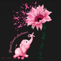 Breast Cancer Awareness Sunflower Elephant Pink Ribbon Tote Bag thumb 4