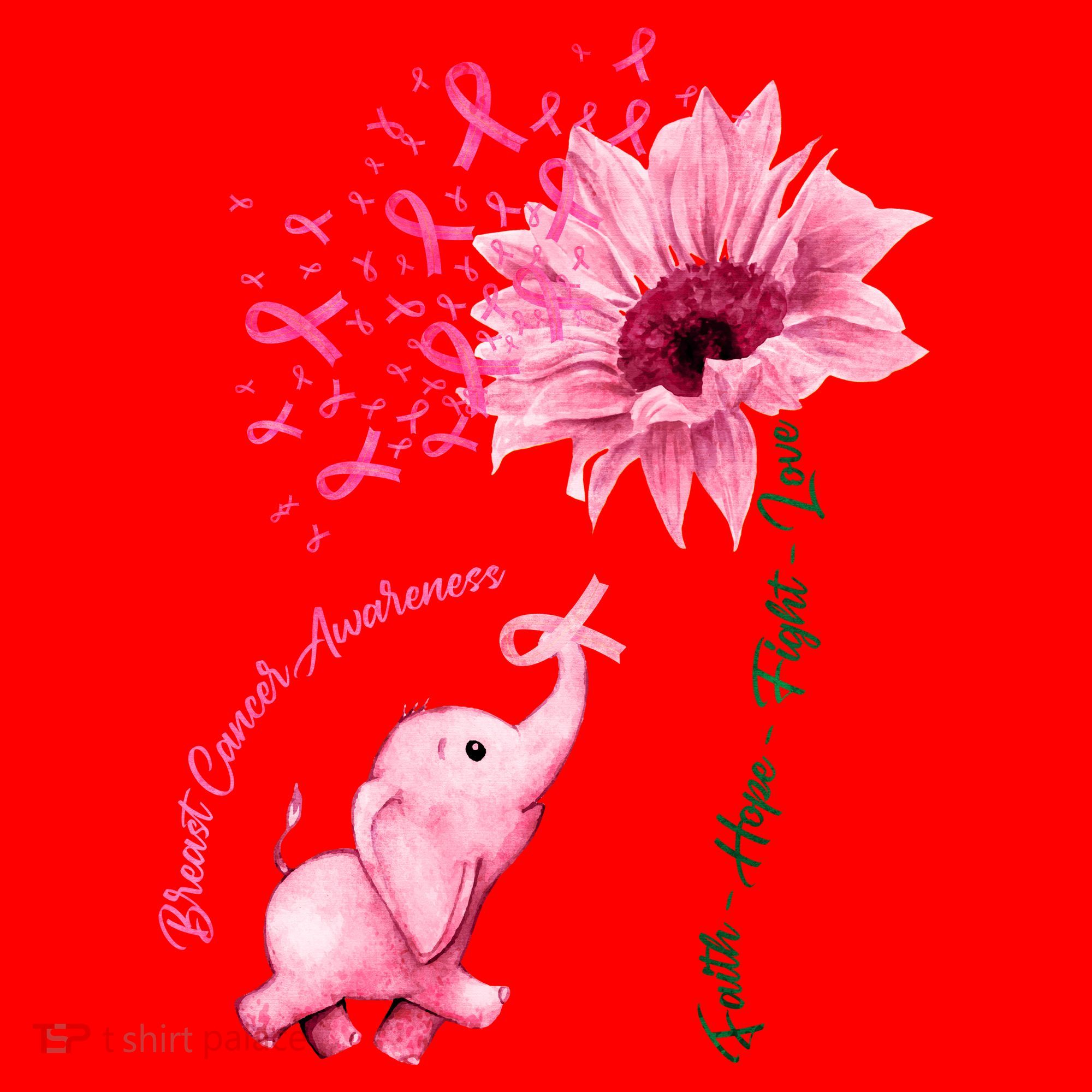 Breast Cancer Awareness Sunflower Elephant Pink Ribbon Santa Hat