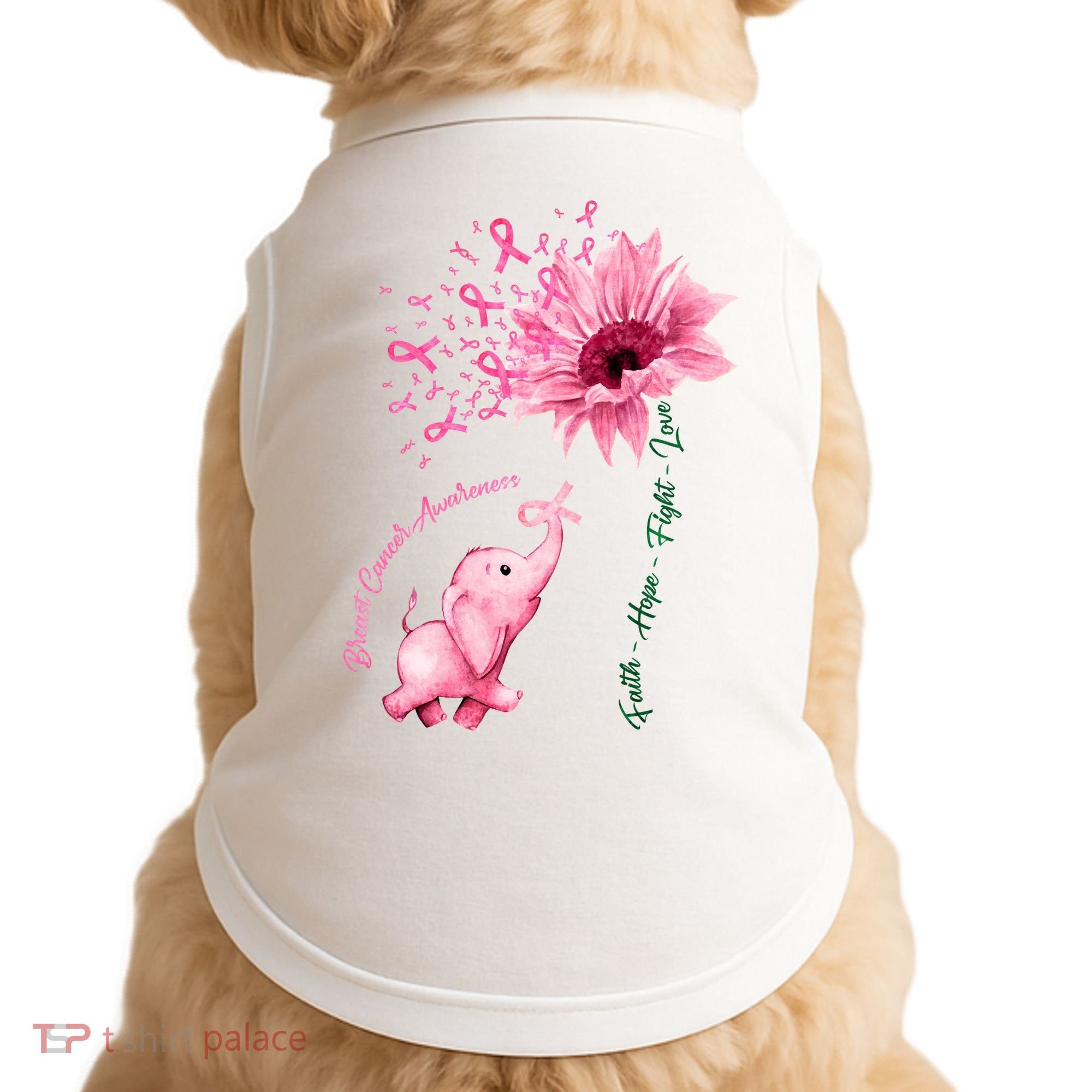 Breast Cancer Awareness Sunflower Elephant Pink Ribbon Doggie Tank