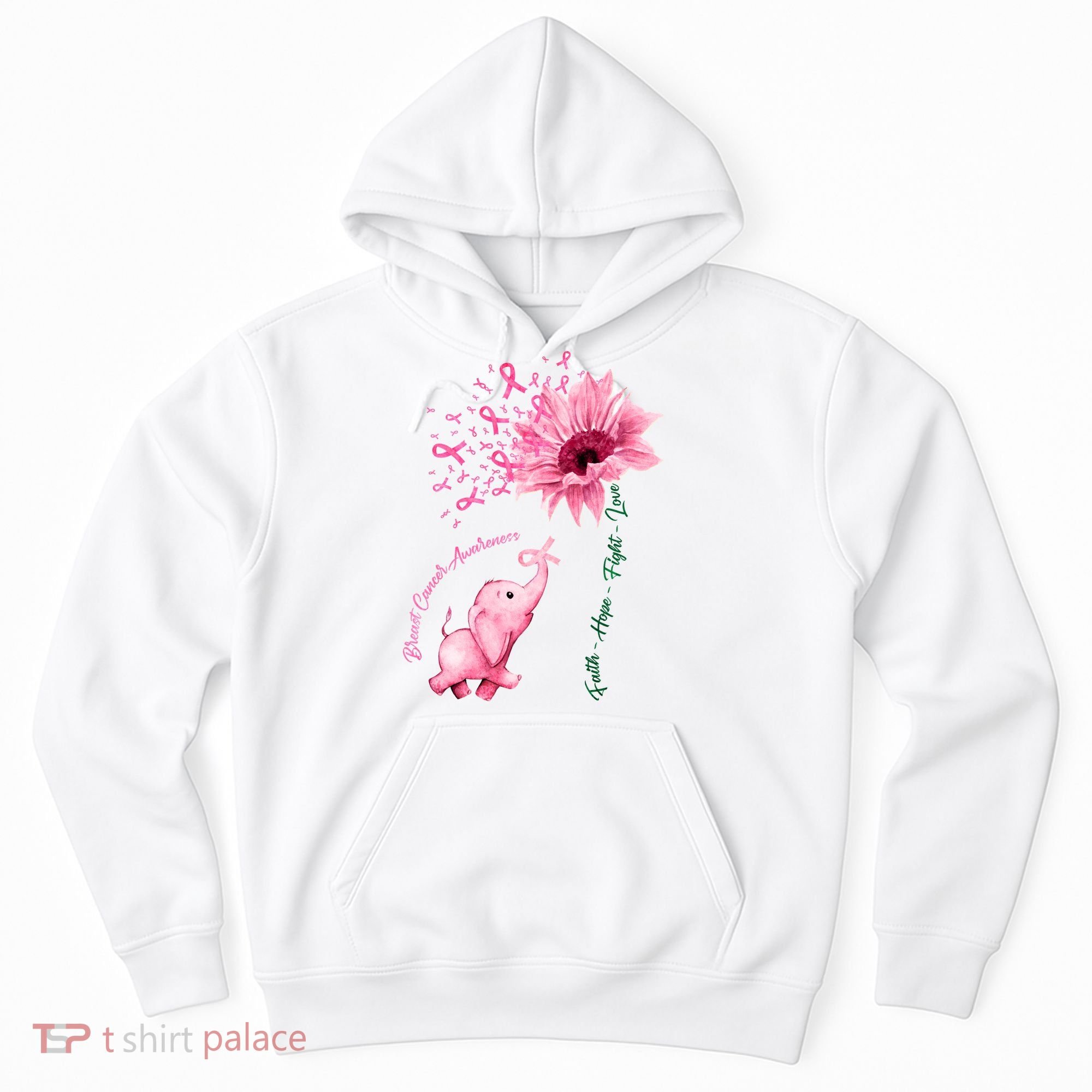 Breast Cancer Awareness Sunflower Elephant Pink Ribbon Hoodie