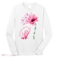 Breast Cancer Awareness Sunflower Elephant Pink Ribbon Long Sleeve Shirt thumb 0