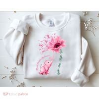 Breast Cancer Awareness Sunflower Elephant Pink Ribbon Sweatshirt thumb 2