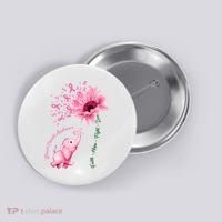 Breast Cancer Awareness Sunflower Elephant Pink Ribbon Button thumb 0